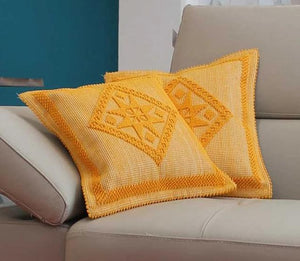 Copri-cuscino in stile sardo disegno stella colore giallo